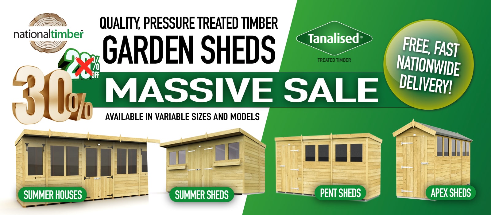 Sale on garden buildings