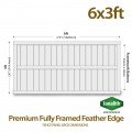 6ft x 3ft Fully Framed Featheredge Tanalised Treated Heavy Duty Fence Panel