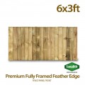 6ft x 3ft Fully Framed Featheredge Tanalised Treated Heavy Duty Fence Panel