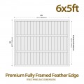 6ft x 5ft Fully Framed Featheredge Tanalised Treated Heavy Duty Fence Panel